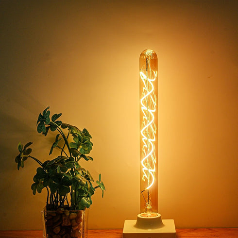 T300/T10 Long Tubular Light Bulb, 40 Watt Equivalent, E26 Base, Amber Vintage Edison Bulb, 4W Dimmable, 2 Pack