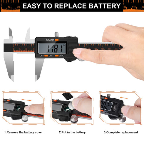HARDELL Digital Caliper, 6 Inch Stainless Steel Measuring Tool, Large LCD Screen, Electronic Micrometer