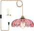 QIYIZM Pink Plug in Pendant Light Hanging Lights with Plug in Cord
