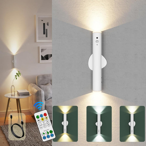 LYTARA Rechargeable Wall Sconces | Dimmable LED Cordless Lamp with Remote, Motion