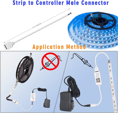 5 Pin LED Strip Connector Kit - Includes L and T Shape Connectors, Solderless Connector for 12mm RGBW LED Strips
