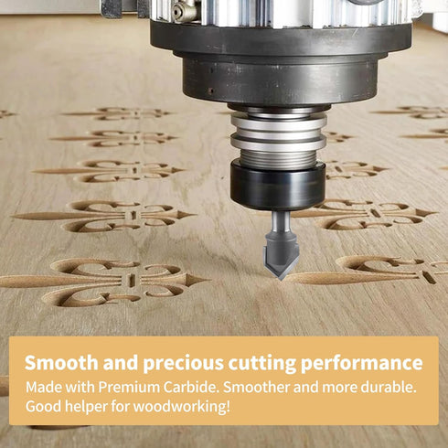 BINSTAK 90 1/4" 1/2" Degree V Groove Router Bit Carbide Chamfer Bits with Shank and Cutting Diameter for CNC Woodwork