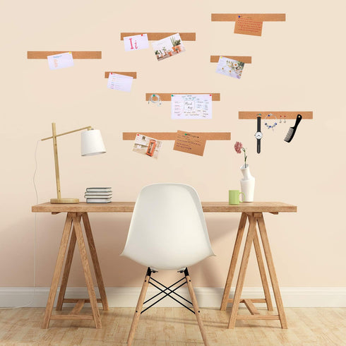 Uanchu Cork Strips Bulletin Bar Strips, Frameless Notice Board with Double Side Tape and 100 Push Pins