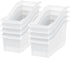 IRIS USA Plastic Connecting Book Bin and Paper Storage Container, 15" x 6", 8-Pack for Office Classroom, Clear
