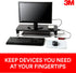 3M 4-Port Adjustable Monitor Stand with USB Hub, Black, Great for Computer Monitors, Laptops, TVs, Speakers, Printers