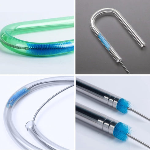 Flexible Long Drain Brush, 67 inch Stainless Steel, Double Elastic Ended Nylon Cleaner Hose Tube Pipe Brush, 2 Pcs of 8