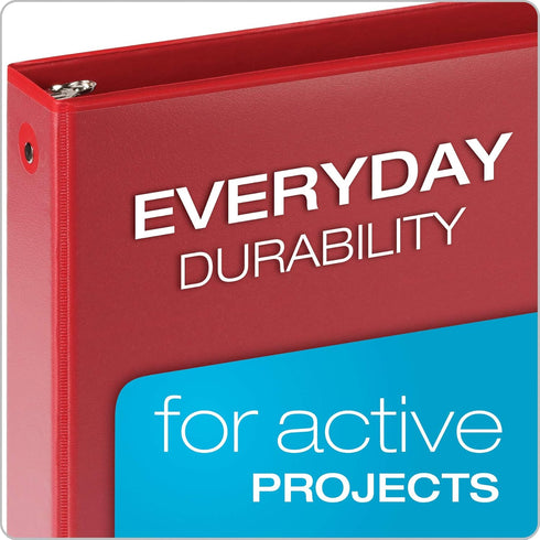 Cardinal 3 Ring Binders, Round Rings, Holds 350 Sheets, ClearVue Presentation View, Non-Stick, Assorted Colors (79550), 1.5 Inch (Pack of 4) by Cardinal