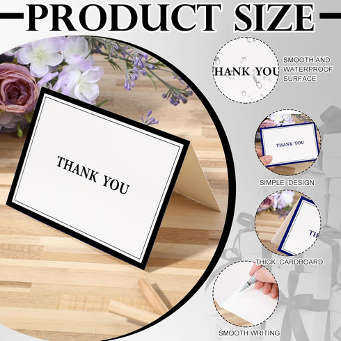 AmazingSpark 120 12 4.8 6.8'' Kit Thank You Cards with Envelopes Bulk Designs x Black Thank You Notes for Small