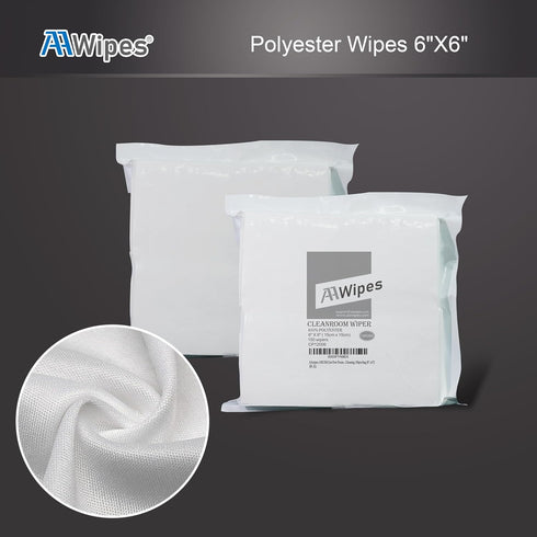 Double Knit 100% Polyester Wipers Light Weight Version (120GSM, 6"X6", 150pcs/bag) Cleanroom Cloth Wipes Laser Sealed Edge, Ultra-Soft (CP12006)
