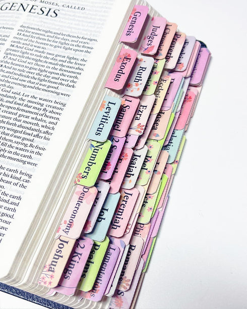 PartyGalore Floral Bible Tabs for Women, Personalized Bible Journaling Tabs, Large Print Bible