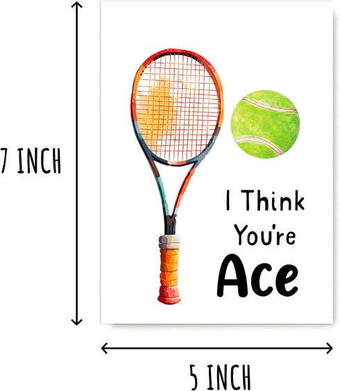 VKNDesigns Fun Sport-themed Birthday Card - I Think You Are Ace Card - Funny Tennis Card - Simple Thank You Card - Gift