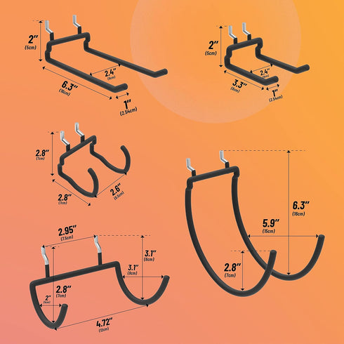 HUHOLE Pegboard Drill Holder, 10 Pack Heavy Duty Utility Hooks for Power Tools, Drill, Hammer, Fit for 1/4" Pegboard