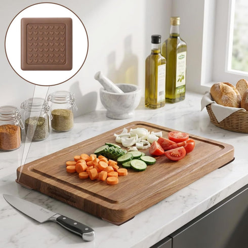 DOPENSPI 8 Pcs Anti-Slip Cutting Board Stabilizer Pads, Self-Adhesive Square Pads for Cutting Board Rubber Grippers