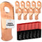 SELTERM 10pcs Battery Lugs Kit - 3/0 Awg Ring Terminal Connectors with 12pcs Heat Shrink Tubing - Heavy Duty Ends