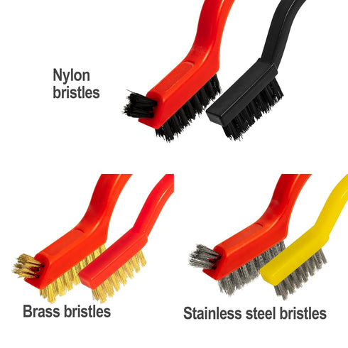 generic 6Pcs Set, Wire Brush Stainless Steel/ Brass/ Nylon Bristle Brushes for Cleaning Rust, Scratch Wire Brushes