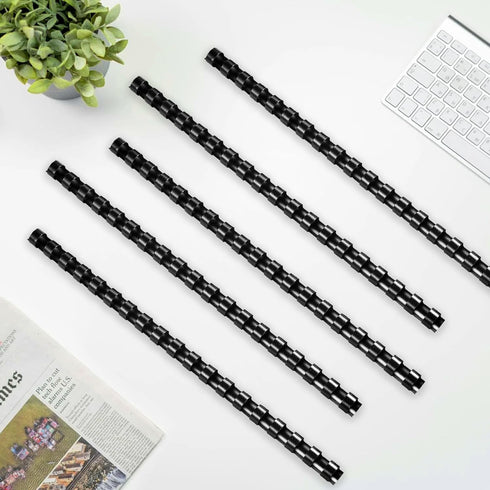 HOUYEE 100 Pack 3/8 Inch Plastic Binding Comb, 19 Ring, Black Comb Binding Spines for Letter Size Paper