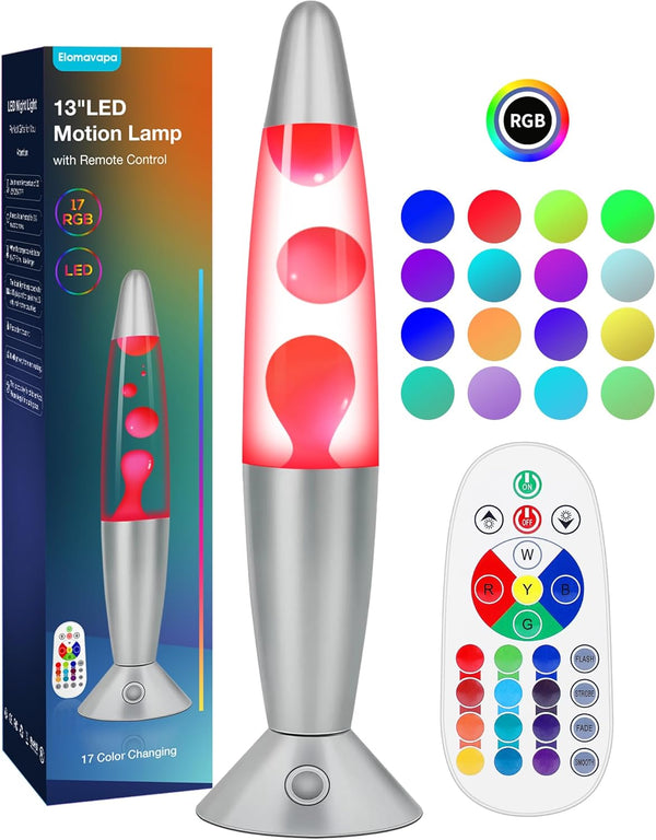 17 Colors Changing Liquid Motion Lamp with Remote: 13.5" LED Night Light