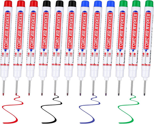 Tucnoeu 12pcs Long Head Deep Hole Marker, Long Nib Marker Multi-purpose Deep Hole