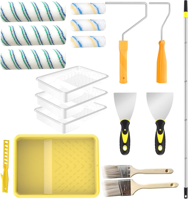 Leshein Paint Roller Kit with Extension Pole, Paint Brushes Set for Walls,