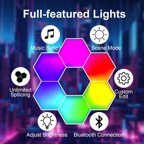 8 Pack Smart Hexagon Light - APP+Remote Control, Music Sync RGB Wall Panels for Gaming Room, Bedroom Beige