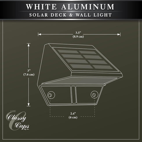 SL179, Classy Caps Solar Deck & Wall Lights, Model White - High Performance, Energy Efficient, Weather-Resistant