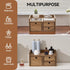 KIRIGEN Desk Organizer with 3 Drawers, Dark Brown Wooden Storage Box for Office Supplies and Toiletries