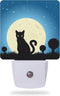 AOWULA Halloween Night Lights Plug into Wall,Black Cat Moon Night Light Dusk to