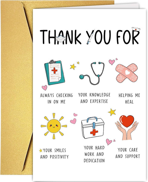 Supoeguk Cute Thank You Card for Doctor Nurse, Funny Healthcare Worker Appreciation Cards