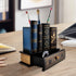 Vintage Book Pen Holder, Retro Wooden Desk Organizer with Drawer, Fake Book Shaped Pencil Cup for Office