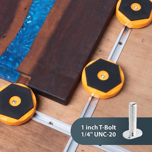 POWERTEC T Track & Work Bench Stops, Plus Work Grippers and Finishing Cone Fits 3/4" Bench Dog Hole, 4PK