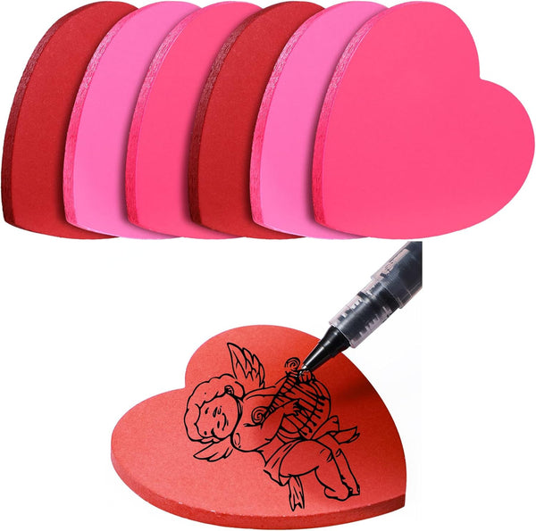 Marspark Heart Shape Sticky Notes, Cute Self-Adhesive Pastel Heart Notepads, 300 Sheets for School Office Organizer