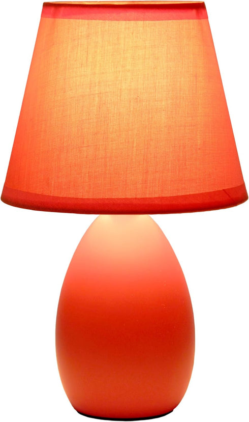 LT1197-ORG-2PK 9.45" 2-Pack Set, Simple Designs Chic and Sleek Oblong Mini Oval Ceramic Table Lamp for Living Room