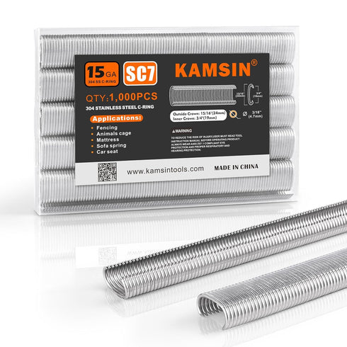 Kamsin SC7 15 Gauge 304 Stainless Steel 3/4-Inch Crown Hog Rings, 1,000/Pack