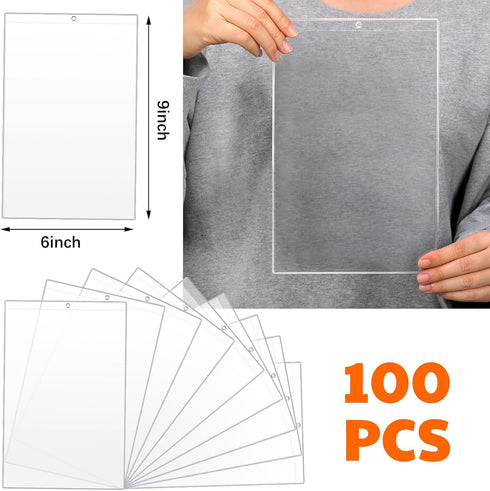 6 9 Inches (100 Jetec Job Ticket Holders x Shop Ticket Holders Dry Erase Pocket Sleeves Work Order Plastic Sleeves Both