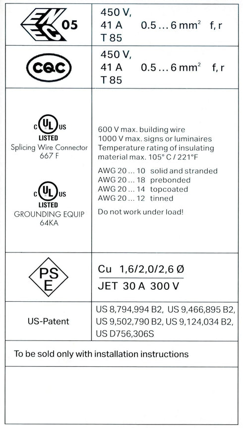 Wago 221-613 Lever-Nuts 10AWG - 3 Conductor Compact Wire Connectors, 10 PK Bag