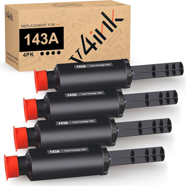 v4ink Compatible 143A W1143A Toner Replacement for HP Neverstop Laser Printers, Black with Chip, 4-Pack