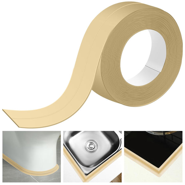 Almond Caulk Tape 10.5' x 1.5'' Waterproof Self Adhesive for Bathtub and Kitchen Floor