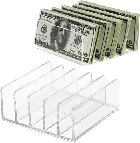 Hipiwe 2-Pack Acrylic File Organizer, 5 Slots Letter Sorter for Sorting Mail & Documents on Desktop