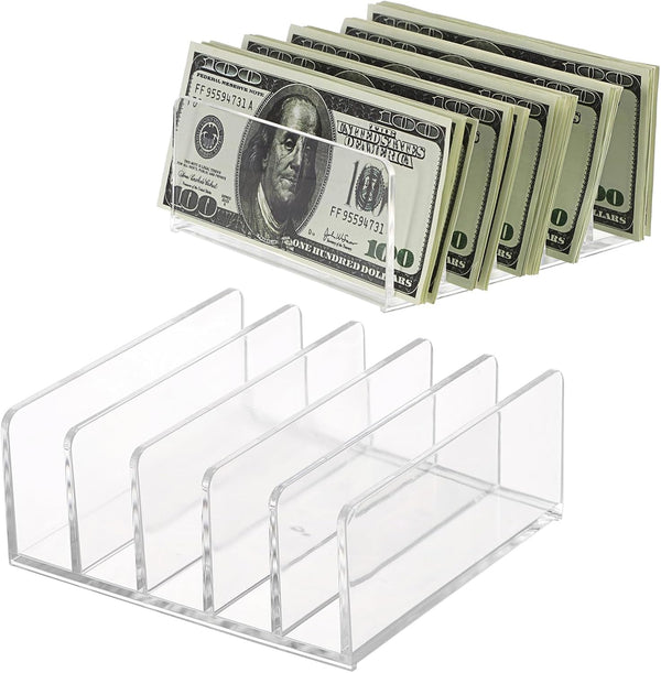Hipiwe 2-Pack Acrylic File Organizer, 5 Slots Letter Sorter for Sorting Mail & Documents on Desktop