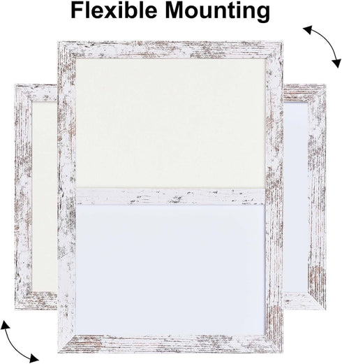 White Felt Board Combo with Bulletin Board and Whiteboard, 10.2" x 14.2", White Wood Frame, Whiteboard+WH-2636WH