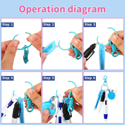 Whaline 30Pcs Mini Highlighter Nurse Pen Set, 6 Colors Retractable Shuttle Pen with Badge Clip for Students Teachers