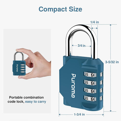 Puroma 2 Pack Combination Lock, 4 Digit Waterproof Padlock for School Gym Locker, Toolbox, Gate Storage