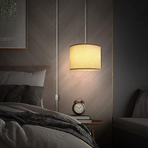 KUAUGST 15 Plug in Pendant Light, FT Hanging Lamp with Plug in Cord, On/Off Switch, Pendant Lighting with Fabric Shade