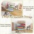 4 Pack BTSKY Clear Pencil Box with Bamboo Lids, Stackable Office Supplies Storage Containers, Hard Plastic Pencil Case