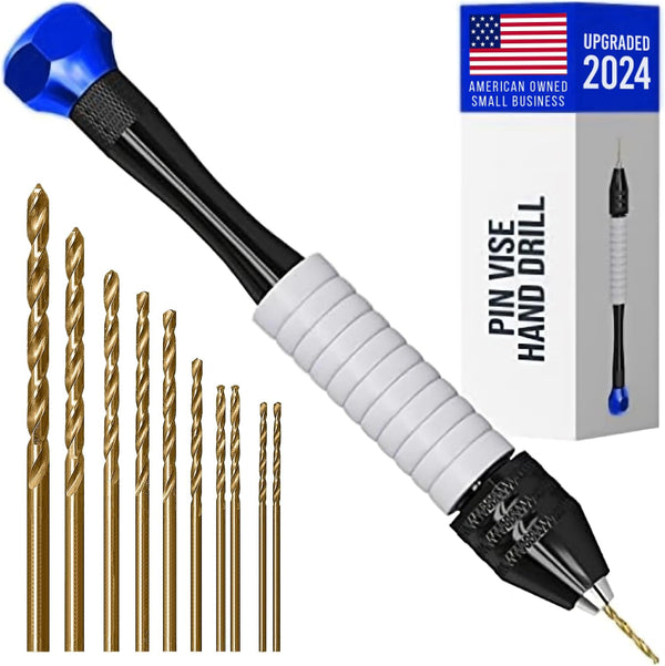 Pin Vise Hand Drill for Jewelry Making, Craft911 Manual Drill with HSS Micro Mini Twist Bits Set, Blue