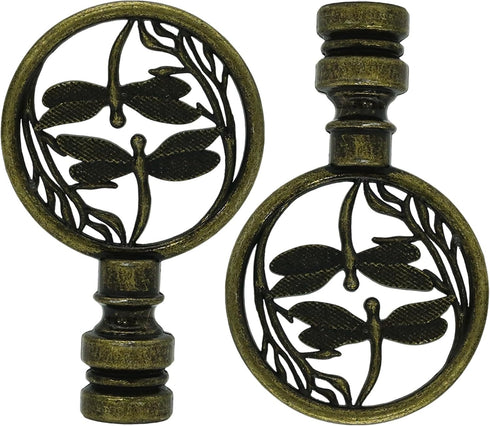 GIN GEOMIR 2 Pcs Dragonflies Lamp Finial, Dragonfly Design Solid Metal Finials for Table,