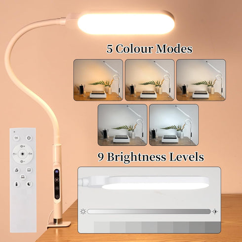 360 Dimmer, 5 9 Dimmable, BQAN LED Desk Lamp with Clamp, Flexible Gooseneck Nail Table Light Touch Color Modes