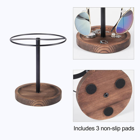 Wood Sunglasses Organizer, Metal Glasses Holder Stand for 12 Pairs Eyeglasses, Eyewear Storage for Dresser or Desk