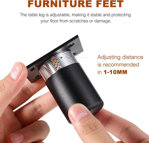 HAKIDZEL 8pcs 5cm Adjustable Furniture Feet and Cabinet Legs Aluminum Alloy DIY Replacement Leveling Legs for Sofa Tv