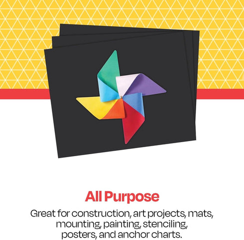 School Smart Black Railroad Poster Board Paper, 22 x 28 Inches, 6-Ply, Pack of 25
